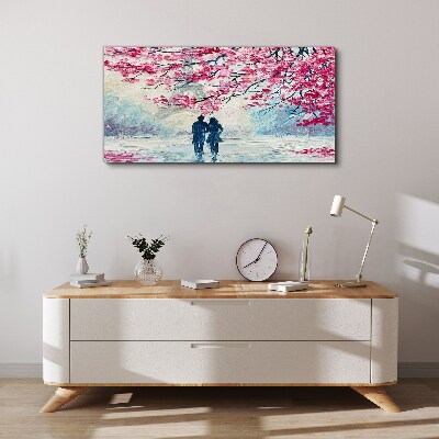 Obraz Canvas Jarná prechádzka pod rozkvitnutými stromami