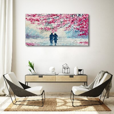Obraz Canvas Jarná prechádzka pod rozkvitnutými stromami
