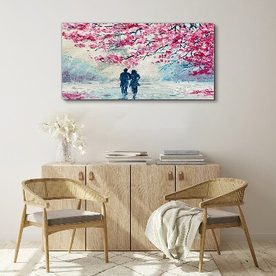 Obraz Canvas Jarná prechádzka pod rozkvitnutými stromami