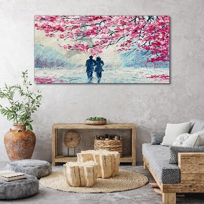 Obraz Canvas Jarná prechádzka pod rozkvitnutými stromami