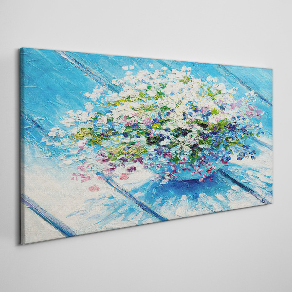 Obraz Canvas Kvetinová kompozícia na modrom pozadí