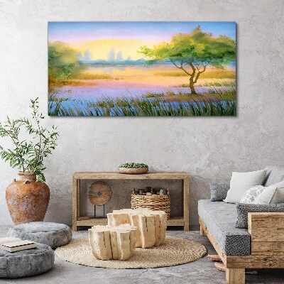 Obraz Canvas Ranná pohoda pri jazere