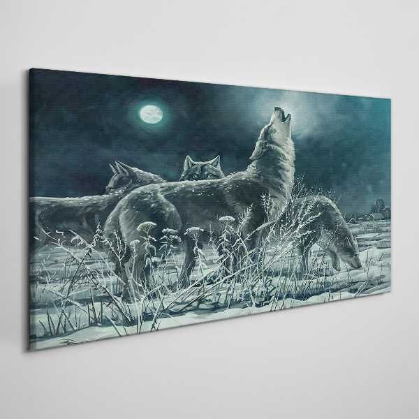 Obraz Canvas Vlci pod Mesiacom