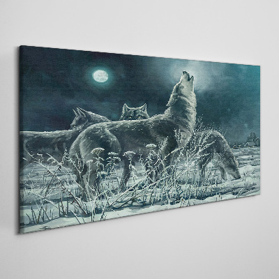 Obraz Canvas Vlci pod Mesiacom