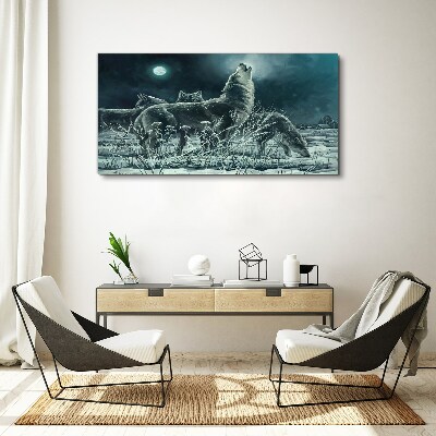 Obraz Canvas Vlci pod Mesiacom