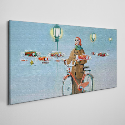 Obraz Canvas Cyklistický výlet za rybami