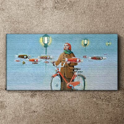 Obraz Canvas Cyklistický výlet za rybami