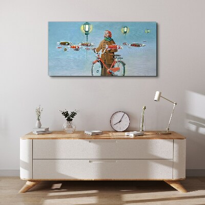 Obraz Canvas Cyklistický výlet za rybami