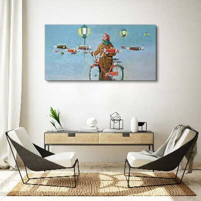 Obraz Canvas Cyklistický výlet za rybami