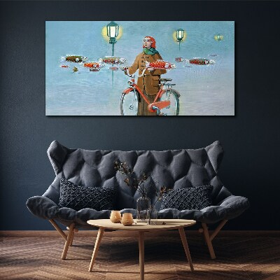 Obraz Canvas Cyklistický výlet za rybami