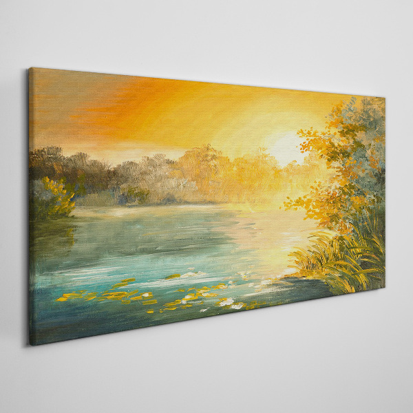 Obraz canvas Zlatá hodina na rieke