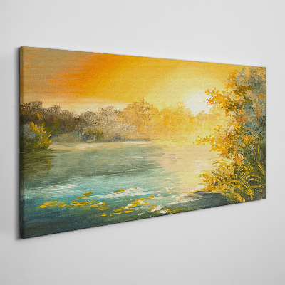 Obraz canvas Zlatá hodina na rieke