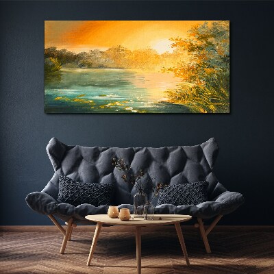 Obraz canvas Zlatá hodina na rieke