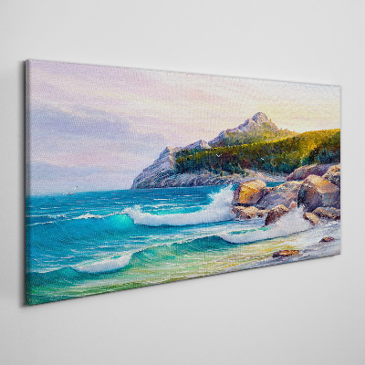 Obraz Canvas Maľovanie lesného pobreží mora