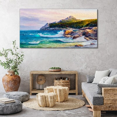 Obraz Canvas Maľovanie lesného pobreží mora
