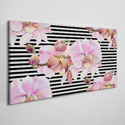 Obraz Canvas Orchidey na pozadí čiernych pruhov