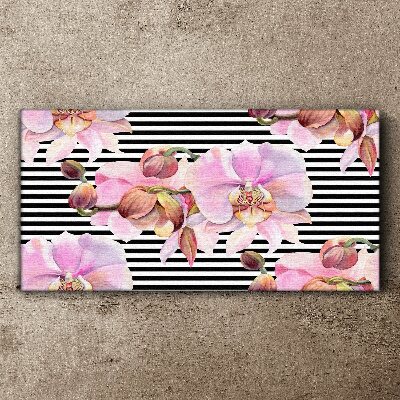 Obraz Canvas Orchidey na pozadí čiernych pruhov