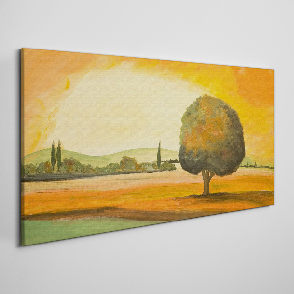 Obraz Canvas Zlatá paseka so stromom