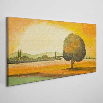 Obraz Canvas Zlatá paseka so stromom