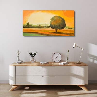 Obraz Canvas Zlatá paseka so stromom