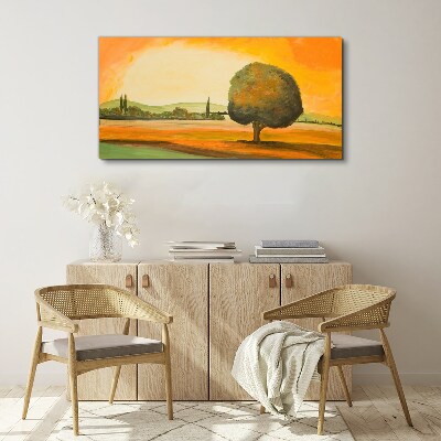 Obraz Canvas Zlatá paseka so stromom