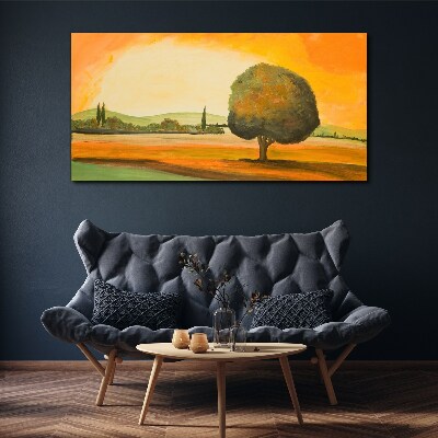 Obraz Canvas Zlatá paseka so stromom
