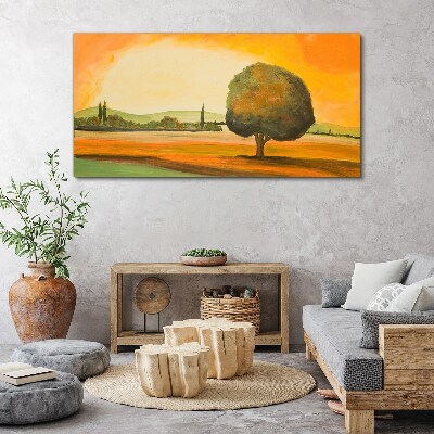 Obraz Canvas Zlatá paseka so stromom