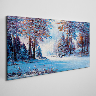 Obraz Canvas Zimná krajina v modrej farbe