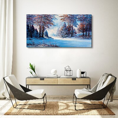 Obraz Canvas Zimná krajina v modrej farbe