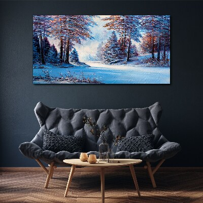 Obraz Canvas Zimná krajina v modrej farbe