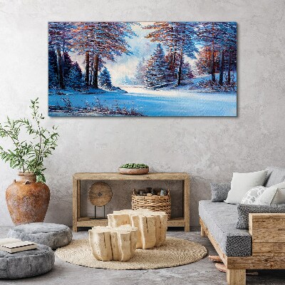 Obraz Canvas Zimná krajina v modrej farbe