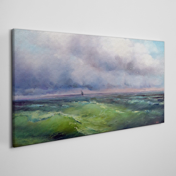 Obraz Canvas Vlny pod búrlivou oblohou