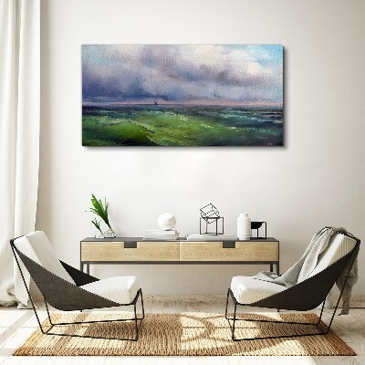 Obraz Canvas Vlny pod búrlivou oblohou