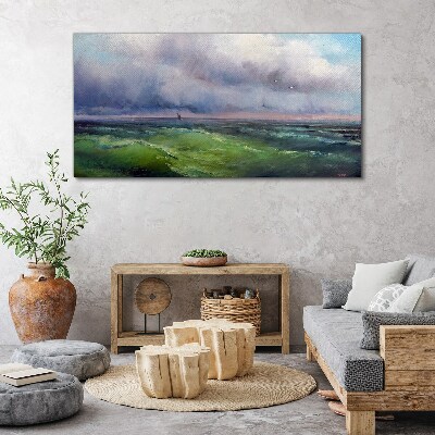 Obraz Canvas Vlny pod búrlivou oblohou