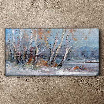 Obraz Canvas Maľovanie lesné strom zima