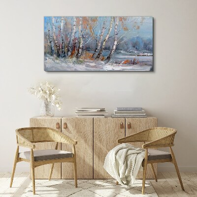 Obraz Canvas Maľovanie lesné strom zima