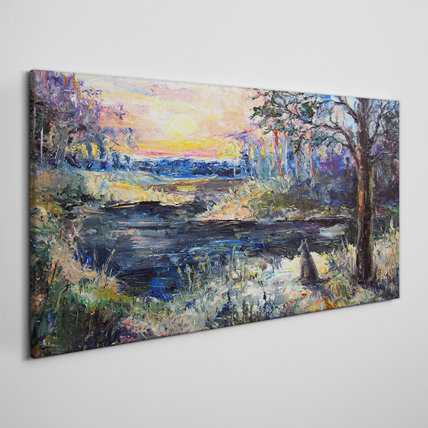 Obraz Canvas Západ slnka nad jazerom