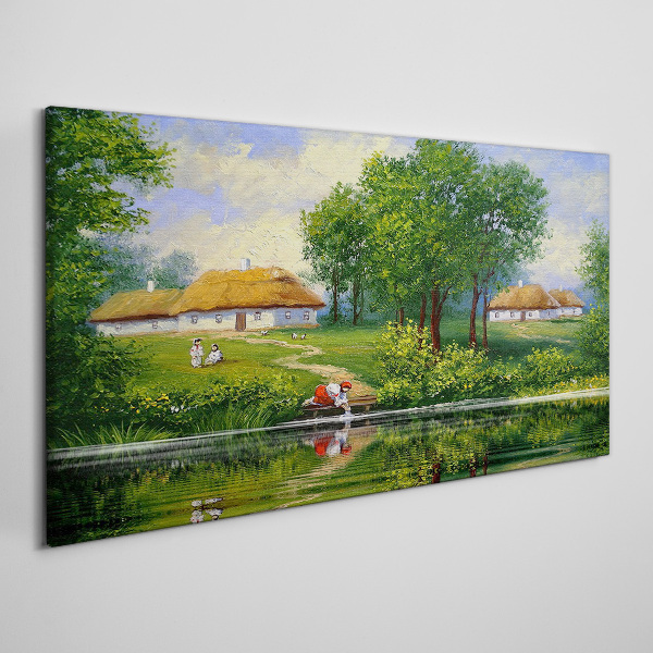 Obraz Canvas Pokojná vidiecka krajina pri vode