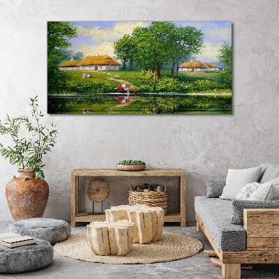 Obraz Canvas Pokojná vidiecka krajina pri vode