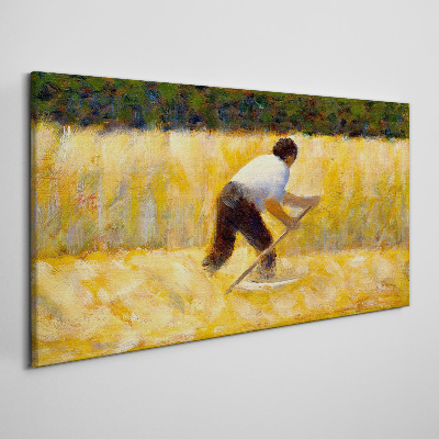Obraz Canvas Robotník na obilnom poli