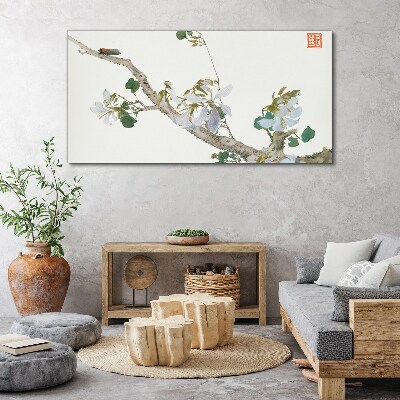 Obraz Canvas Kvetinová vetva s cikádou