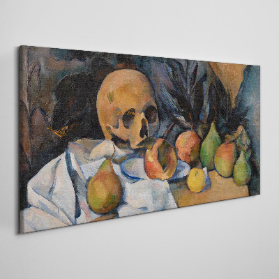 Obraz Canvas Zátišie s lebkou a ovocím