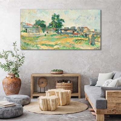 Obraz Canvas Krajina so stromom a budovami