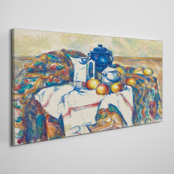 Obraz Canvas Zátišie s modrou kanvicou
