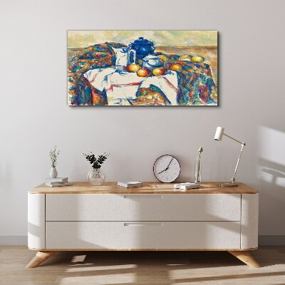 Obraz Canvas Zátišie s modrou kanvicou