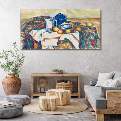 Obraz Canvas Zátišie s modrou kanvicou