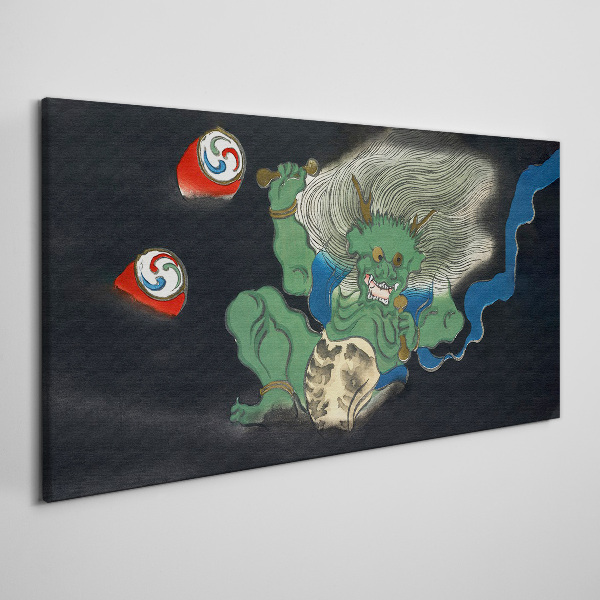 Obraz Canvas Zelený démon s bubnom