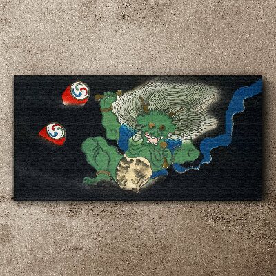 Obraz Canvas Zelený démon s bubnom