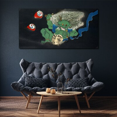 Obraz Canvas Zelený démon s bubnom