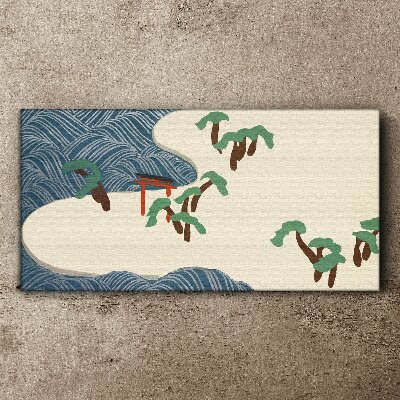 Obraz Canvas Pokojné vlny s bránou torii